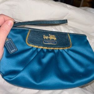 NEW Y2K EXTREMELY RARE SATEEN TURQUOISE & GOLD LARGE WRISTLET